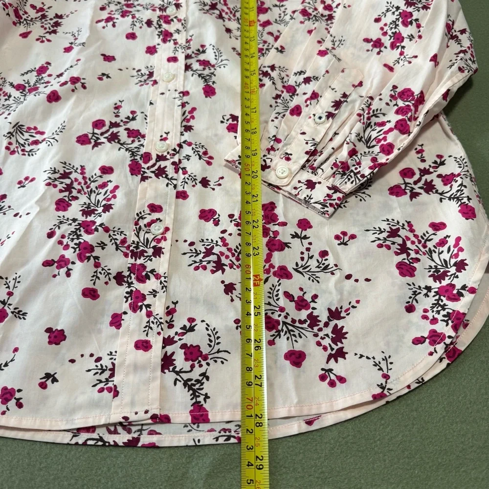 J‎ Crew Women’s Classic-fit collarless puff sleeve Floral Blouse Size 6
